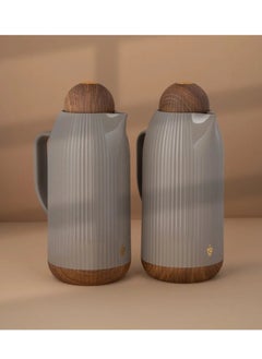 Buy A thermos set for tea and coffee from Al Saif, dark gray with wood, from Diva in Saudi Arabia