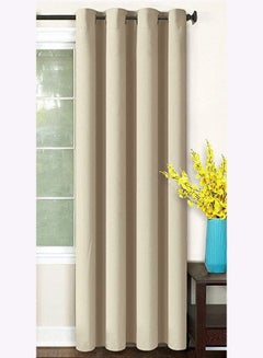 Buy Cartela Thermal Insulated Blackout Room Darkening Grommet Curtains for Living Room/Bedroom (1 Panel) (Beige, 140W x 240H cm) in Egypt