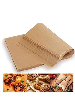 اشتري Unbleached Parchment Paper Baking Liners Sheets, 100 Pcs Precut 10x14 Inches Non-stick Wax for Cook, Grill, Steam, Pans, Air Fryers, Hamburger Patty (Brown) في الامارات