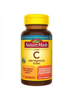 Buy Super C with Vitamin D3 and Zinc, Dietary Supplement for Immune Support, 60 Tablets, 60 Day Supply in UAE
