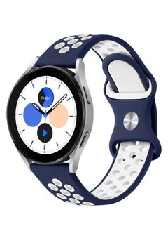 اشتري Silicone Sport Bands 20MM Strap For Samsung Gear Sport/Watch 4/Watch 5/Watch 5 Pro/S2 classic/active 2 40mm 44mm/Amazfit Gts 3 4 4 Mini/Bip 3/Pro/Gts 2 mini/Gts 2e/Bip U Blue/White في مصر