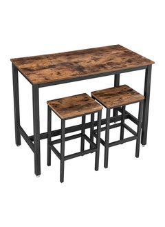 Buy VASAGLE LBT15X Bar Table with 2 Bar Stools - Rustic Brown in UAE