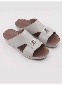 Buy Stylish Sandals For Men Arabic Classic Natural Leather 4129 Grey2 in UAE