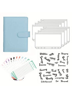 Buy CMGTYYD A6 Pu Leather Budget Binder,Cash Envelopes for Budgeting, 8 pcs Budget Binder With Magnetic Zipper Envelopes, 12 pcs Budget Sheets, 2 pcs Budget Binder Stickers(Blue) in Saudi Arabia