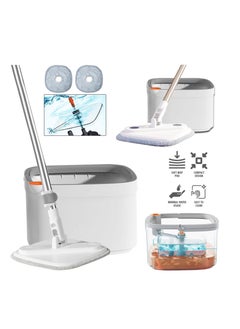 Buy Premium Spin Mop & Bucket Set, High-speed Turbine Effortless Dirt Separation - Visual Dehydration Indicator - Square Universal Mop Head - Ultra-Fine Fiber Cloth for Super Absorption in UAE