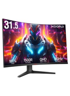 اشتري 31.5-inch Curved Gaming Monitor, QHD 2560x1440, 3000:1 Dynamic Contrast, 1500R Curved Monitor, VA Panel, up to 170Hz, 1ms, HDMI DisplayPort, Tilt Adjustable, Eye Care, Metal Black, 32E6QC في الامارات