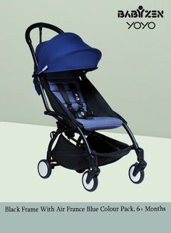 اشتري YOYO² Complete Stroller Set - YOYO² Black Frame With Color Seat And Canopy, 6+ Months - Air France Blue في الامارات