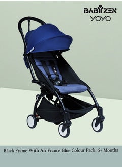 Buy YOYO² Complete Stroller Set - YOYO² Black Frame With Color Seat And Canopy, 6+ Months - Air France Blue in UAE