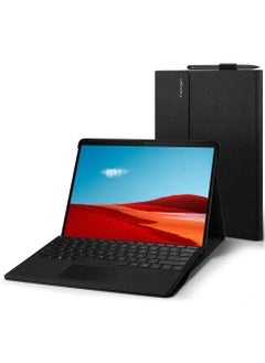 اشتري Stand Folio for Microsoft Surface Pro X Case Cover with Pen Holder (2021/2020/2019) - Black في الامارات