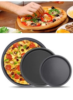 Buy 3pcs Non-Stick Carbon Steel Pizza Pan for Oven Baking Different Sizes (28cm - 24cm - 22cm) in Egypt