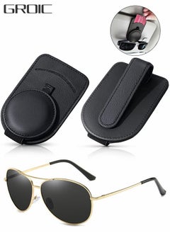 اشتري Sunglass Holder for Car Visor,Visor Organizer,Black Leather Sunglass Clip with sunglass,Leather Holder Clip for Cards Glasses and Tickets with Hidden Magnet Adsorption,Car Interior في الامارات