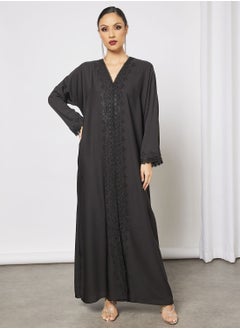 Buy Abaya With Contrasting Lace Embellished in Saudi Arabia