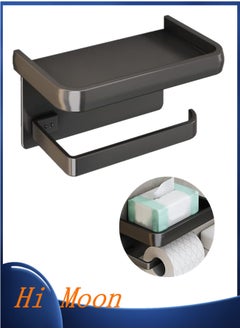 Buy Toilet Paper Holder with Shelf, Matte Black Toilet Paper Holder, Toilet PaperHolder Wall Mount, Bathroom Adhesive Toilet Paper Holder SUS 304 Stainless Steel Modern Paper Towel Holder. in UAE