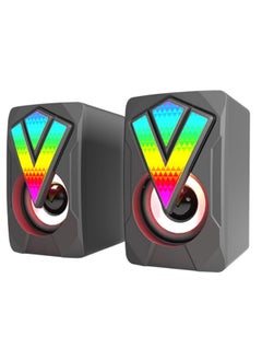 اشتري RGB PC Speakers, Desktop Speaker for Game Monitor - Wired USB Speaker for Notebook Computer Music and Desk USB Port Sound System, 3.5 mm Audio Connection, Sound System with Clear Sound for Computer في السعودية