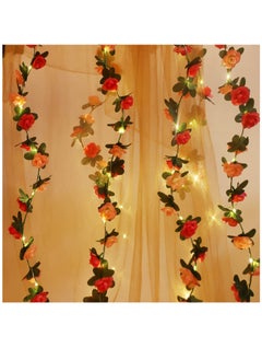 Buy Flower Rose Vine Fairy String Lights, Battery Powered Artificial Rose Flower Garland with Lights for Wedding Birthday Party Bedroom Home Garden Decor, 2 Pack ,50 LED in Saudi Arabia