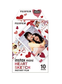 اشتري 10 Sheets Instax Mini Instant Film Red Heart Border Photo Paper في السعودية
