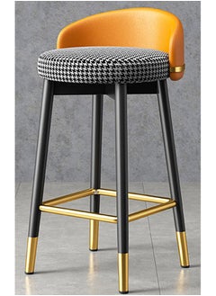 اشتري Bar Stools Nordic Bar Chair Luxury Home Bar Stool Metal Legs with Velvet Cushion High Chair Bar Chair Back Bar Stoola Bar Chairs في الامارات