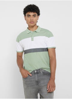 Buy Men'S Polo Colorblock Short Sleeve T-Shirt in UAE