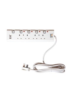 Buy Koolen 4 Ways Power Extension Sockets 3 m 2 USB Ports White in Saudi Arabia