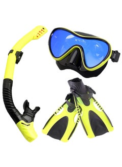 Buy Adando Diving snorkeling face mask Face mask with dry breathing system with Fins Food grade silicone diving goggles Anti fog leakproof diving equipment For adults teens in UAE