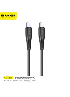 Buy Awei Fast Charging Cable Type-C To Type-C CL-182C 60W 100cm Black in Egypt