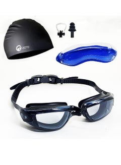 Buy Swimming Goggles, Swimming Cap Set for Adults, Durable Mask for Active Open Water Swimmers, UV Protection Lenses Clear Anti-Fog Swim Goggles Waterproof Swimming Cap in Saudi Arabia