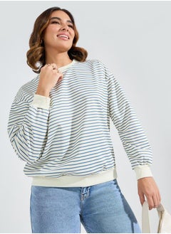 Buy Stripe Detail Oversized Sweatshirt in Saudi Arabia