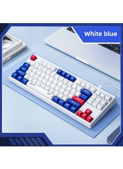 اشتري INPHIC INFIK K902 Wired Keyboard Mecha Office Home Game 87 Key Mute Luminous Computer White and Blue في الامارات