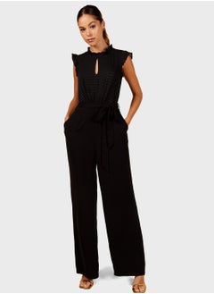 Buy Black Check Frill Detail Jumpsuit in Saudi Arabia