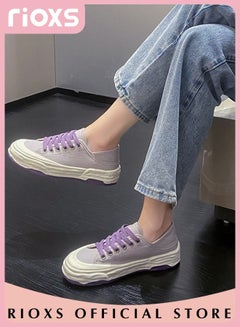 Buy Women's Casual Canvas Shoes Soft Sole Low Top Sneakers Classic Lace Up Lightweight Shoes Fashion Breathable Sneakers in UAE