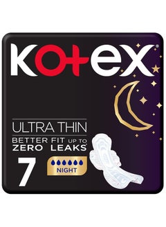 اشتري Kotex Ultra Thin Pads, Overnight Protection Sanitary Pads with Wings, 7 Sanitary Pads في السعودية