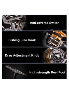 Buy Spinning Fishing Reel 7+1 BB Long Casting Fishing Reel Lightweight Metal Spinning Reel Fishing Tackle in UAE