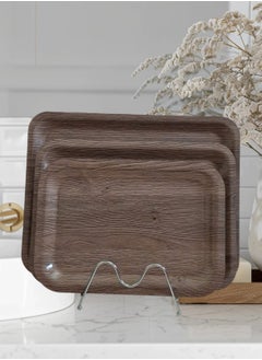 Buy A set of wooden serving trays consisting of 3 pieces of different sizes in Saudi Arabia