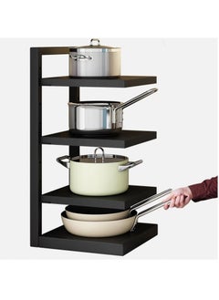 اشتري 4-Tier multi-layer pot storage rack Floor-standing kitchen layered layer spacing adjustable corner under sink storage, household  pot rack black في الامارات