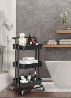 Buy Multi-Purpose Bathroom Organizer Trolley Black 85x45x35 cm in Saudi Arabia