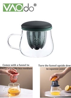 Buy Glass Water Cup With Handle High Borosilicate Material Separated Tea Leaves Tea Cup Milk Juice Coffee Cup 400mL in Saudi Arabia