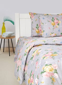 Buy 3-Piece Jasmine Blossom Printed Design 144 TC Poly Cotton Single Comforter Set in UAE