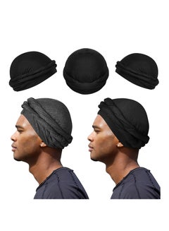 اشتري Turban for Men Turban Vintage Twist Head Wraps for Men Stretch Modal and Satin Turban Scarf Tie for Hair 2 Pcs في السعودية