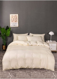 اشتري Premium King size 6 pieces Plain beige striped design, bedding set. في الامارات