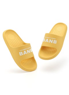 Buy Yellow Unisex Kids Shower Cute Cartoon Slippers Boys Girls Non-Slip Soft Sole Open Toe Sandals Slippers For Bathroom Or Indoor Use in Saudi Arabia