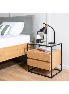 اشتري Walter Nightstand With 2 Drawer - Oak في الامارات