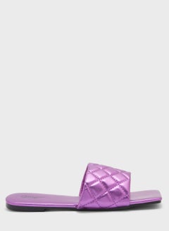 Buy Quilted Square Toe Flat Sandal in UAE