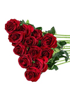 اشتري 12 Piece Simulated Rose Single Silk Artificial Flower في الامارات