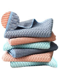 اشتري Microfibre Cloth Pack of 6, Reusable Kitchen Cleaning Towels, Multifunctional Dish Cloths, Absorbent, Lint-Free, Streak-Free, Wash Cloth for Car, Hygienic, Versatile, Durable & Washable في السعودية