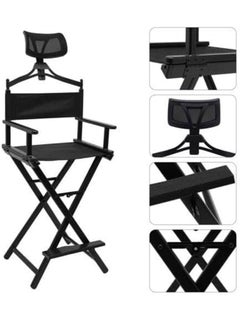 Buy Tall Directors Chair Makeup Artist Chair with Head Rest and Footrest Foldable Aluminum Chair Bar Height Stool For Camping Home Patio Sports Office in UAE