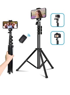 Buy Selfie Stick Tripod For  Phone Size 4.5-6.2Inch,Extendable & adjustable height Selfie Stick Tripod with Bluetooth Wireless Remote Phone Holder,Go proholder Camera holder. in UAE