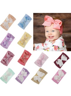 Buy 12 Piece Set of Butterfly Tie Hair Bands, Baby Headwear Baby Headband Bow Headband Hair Accessories for Newborns in UAE