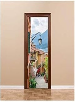 Buy Refurbished 3D Lake Town Street Wooden Door Sticker in Egypt