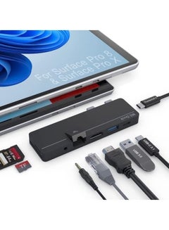 Buy Surface Pro 8 Hub Docking Station with 4K HDMI, USB-C Thunerbolt 4 (Display+Data+PD Charging), USB 3.0, USB C(Data), 100M LAN, Audio, SD+TF Card Slot, Triple Display for Microsoft Surface Pro 8/Pro X in UAE