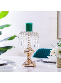 Buy Seletti Crystal Candle Holder Decorative Candle Stand Candle Stick Home Decoration Candle Holders For Prayer Room Dining Room Candle Light Dinners 20x20x33 cm Gold in UAE